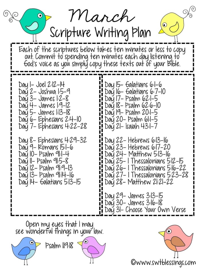 MARCH Scripture Writing Plan English